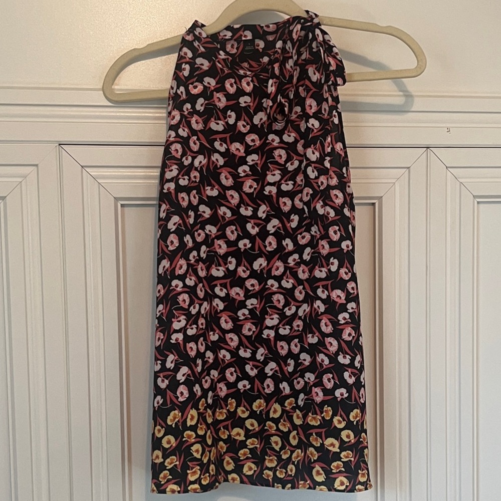 Elegant Floral Halter Blouse in Black and Pink